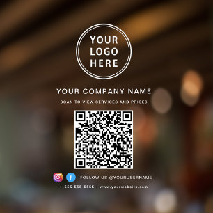 Zakelijk logo QR-code social media wit Raamsticker