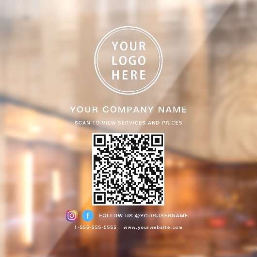Zakelijk logo QR-code social media wit Raamsticker (Vel 2)