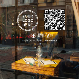 Zakelijk Logo QR Code Sociale Media Horizontaal Raamsticker