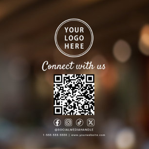 Zakelijk Logo QR Code Sociale Media Wit Raamsticker