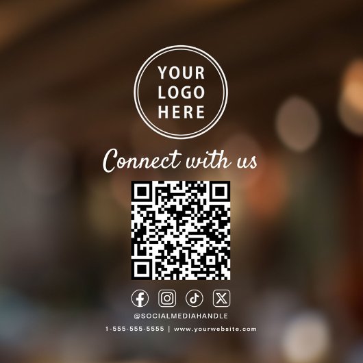 Zakelijk Logo QR Code Sociale Media Wit Raamsticker