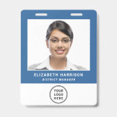 Zakelijk Logo QR Code Streepjescode Blauw Pasfoto  Badge (Voorzijde)