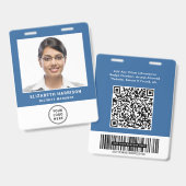 Zakelijk Logo QR Code Streepjescode Blauw Pasfoto  Badge (Voor- en achterkant)