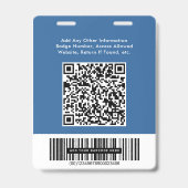 Zakelijk Logo QR Code Streepjescode Blauw Pasfoto  Badge (Achterkant)