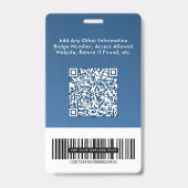 Zakelijk Logo QR Code Streepjescode Blauw Pasfoto Badge (Achterkant)