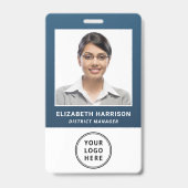 Zakelijk Logo QR Code Streepjescode Blauw Pasfoto  Badge (Voorzijde)