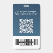 Zakelijk Logo QR Code Streepjescode Blauw Pasfoto  Badge (Achterkant)