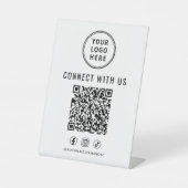 Zakelijk Logo QR Code Tafelmodel Reclamebord Met Voetstuk (Voorkant)