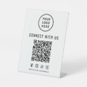 Zakelijk Logo QR Code Tafelmodel Reclamebord Met Voetstuk (Voorkant)