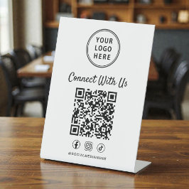Zakelijk Logo QR Code Tafelmodel Reclamebord Met Voetstuk