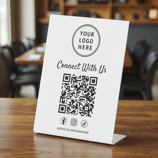 Zakelijk Logo QR Code Tafelmodel Reclamebord Met Voetstuk
