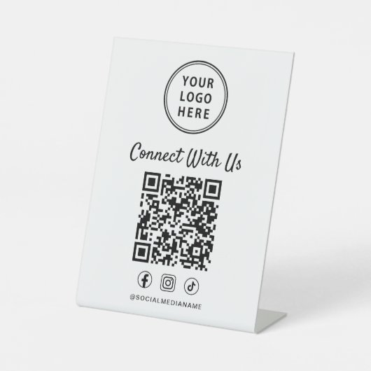 Zakelijk Logo QR Code Tafelmodel Reclamebord Met Voetstuk (Voorkant)