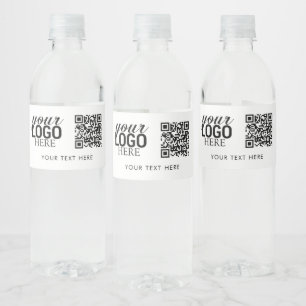 Zakelijk Logo QR Code & Tekst Klantcadeaus Waterfles Etiket