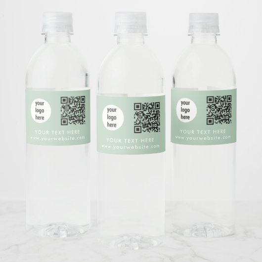 Zakelijk Logo QR Code Tekst Website Groen Klant Waterfles Etiket (Flessen)