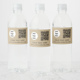Zakelijk Logo QR-code Tekst Website Kraft Klant Waterfles Etiket