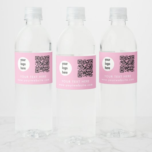 Zakelijk Logo QR Code Tekst Website Roze Klant Waterfles Etiket (Flessen)