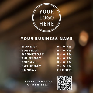 Zakelijk Logo QR Code Uren Wit Raamsticker