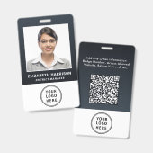Zakelijk logo QR-code werknemers foto ID Badge (Voor- en achterkant)