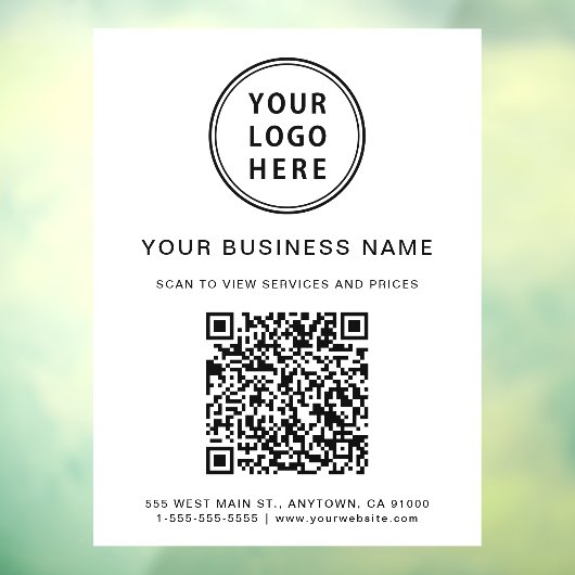 Zakelijk Logo QR Code Wit Raamsticker (Vel 3)