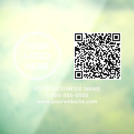 Zakelijk Logo QR Code Witte Letters Horizontaal Raamsticker (Vel 3)