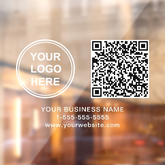 Zakelijk Logo QR Code Witte Letters Horizontaal Raamsticker (Vel 2)