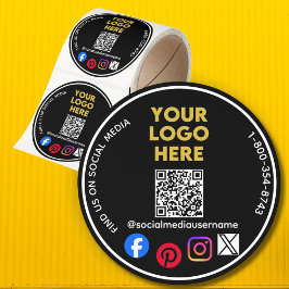 Zakelijk Logo QR Sociale Media Ronde Sticker