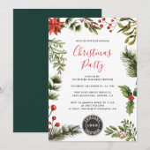 Zakelijk Logo Rode Bessen Schrift Kerstfeest Kaart (Voorkant / Achterkant)