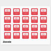 Zakelijk logo rode vierkante retouradreslabels sticker (Vel)