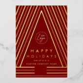 Zakelijk logo rood en goud geometrisch kerstfeest folie feestdagenkaart (Voorkant)
