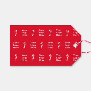 Zakelijk logo rood en wit Kerst Kerststokken Cadeaulabel