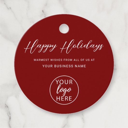 Zakelijk logo rood kerstfeest bedankjes labels (Voorkant)