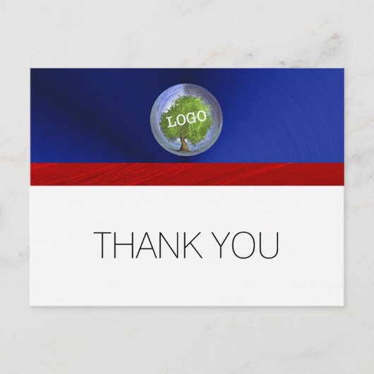 Zakelijk Logo Rood Wit Blauw Dank Je Briefkaart (Voorkant)