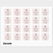Zakelijk Logo Roze Dank je wel Vierkante Sticker (Vel)