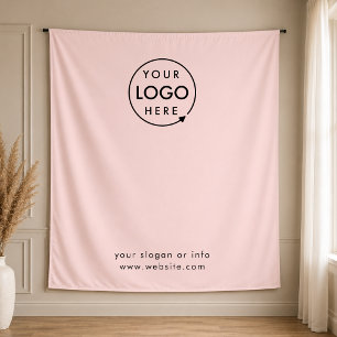 Zakelijk Logo Roze Foto-achtergrond Wandkleed