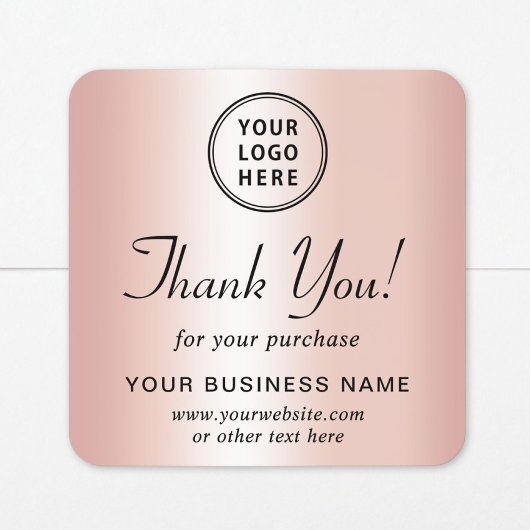 Zakelijk Logo Roze Goud Bedankt Vierkante Sticker