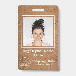 Zakelijk Logo Rustiek Licht Houten Foto Personeels Badge