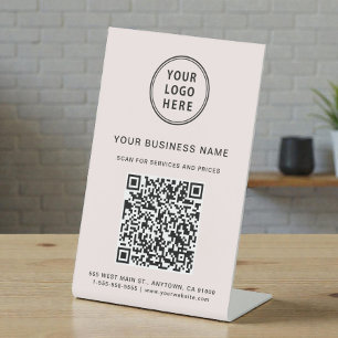 Zakelijk Logo Scan Mij QR Code Roze Reclamebord Met Voetstuk
