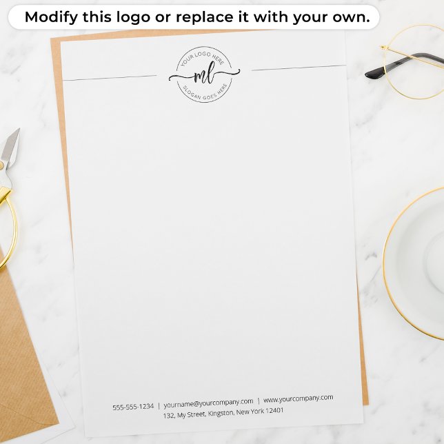 Zakelijk Logo Schrift Monogram Beginletters Wit Briefhoofd (Creator heeft geüpload)