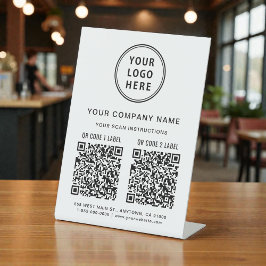 Zakelijk Logo Social Media Maak 2 QR-codes Reclamebord Met Voetstuk
