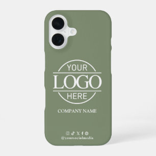 Zakelijk Logo Social Media Sage Groen Promotioneel iPhone 16 Hoesje