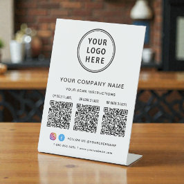 Zakelijk logo sociale media maak 3 QR-codes Reclamebord Met Voetstuk