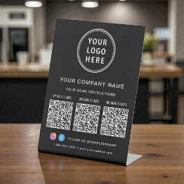 Zakelijk logo sociale media maak 3 QR-codes Reclamebord Met Voetstuk