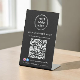 Zakelijk logo sociale media zwarte QR-code Reclamebord Met Voetstuk