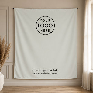 Zakelijk Logo Stap en Herhaal Grijs Foto Achtergro Wandkleed