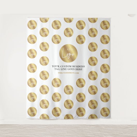 Zakelijk logo Step & Repeat goudeffect evenement Wandkleed (Voorkant)