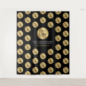 Zakelijk Logo Step & Repeat Zwart Goud Bedrijfsmat Wandkleed (Voorkant)