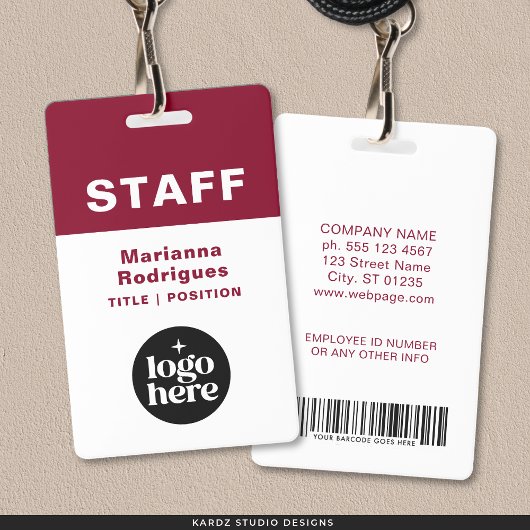 Zakelijk logo streepjescode aangepaste personeelst badge