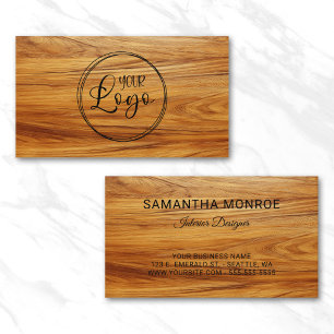 Zakelijk Logo Teak Hout Foto Zwart Visitekaartje