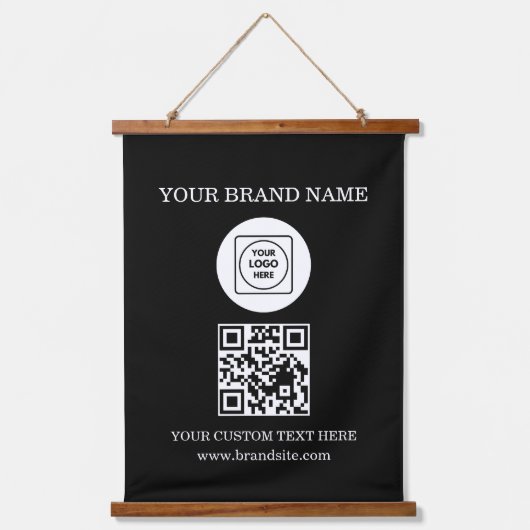 Zakelijk Logo Tekst QR Code Muur Branding Sjabloon Hangend Wandkleed (Voorkant)