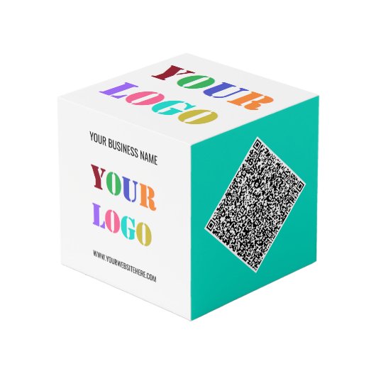 Zakelijk Logo Tekst QR Code Promotie Kubus Voorbee (Voorkant hoekig)